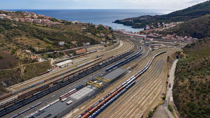 Vista de la instalación de cambio de ejes de Cerbère 