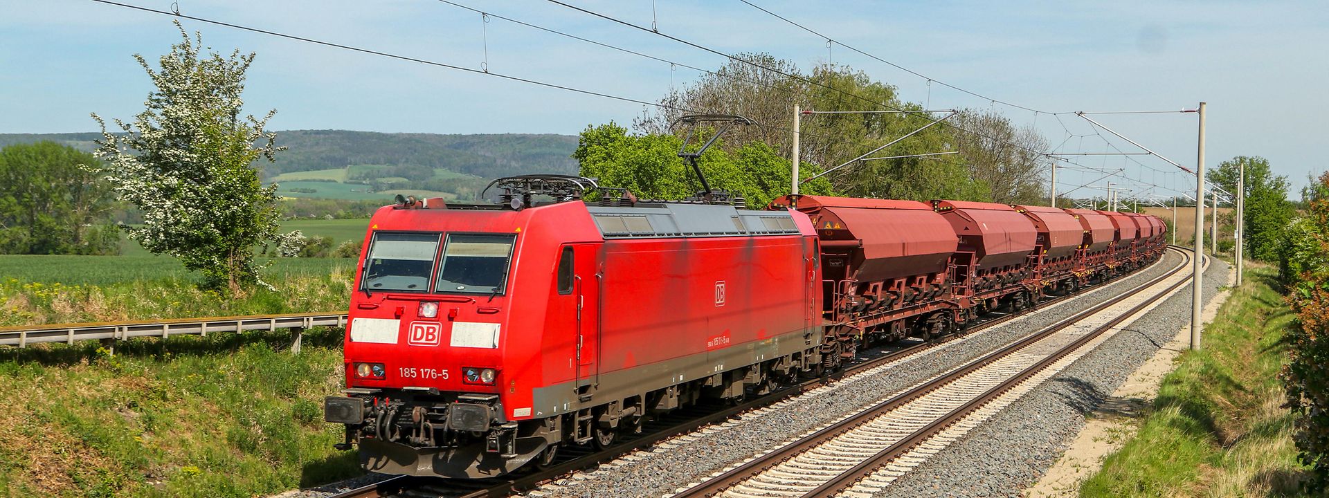 Freight train in motion 