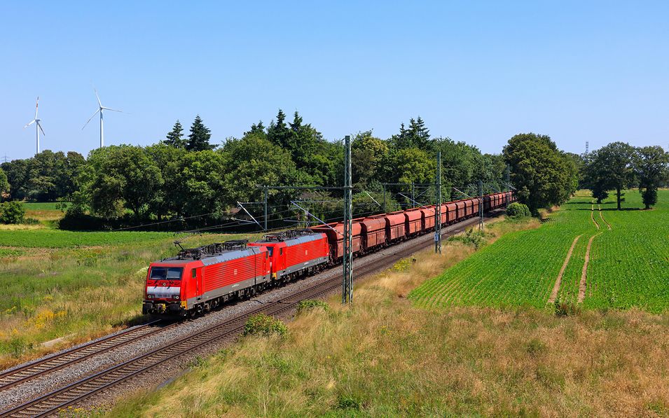 Freight train in motion 